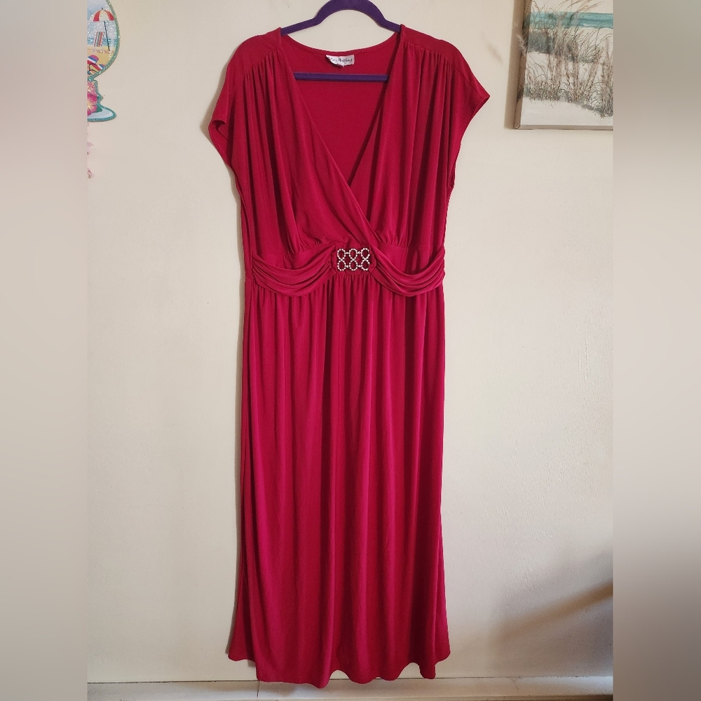 Olivia Matthews Plus Size Maxi Dress Red 2X